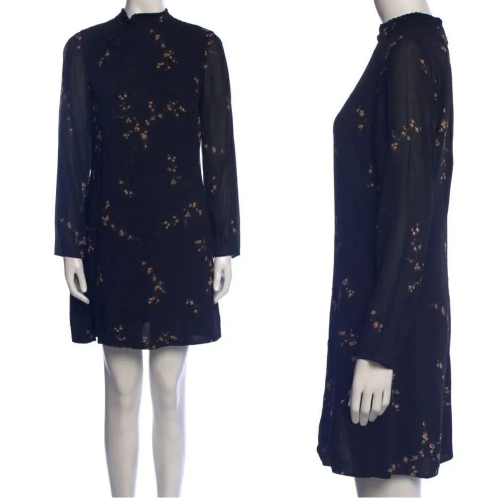 Reformation Mini Black Dress Wildflower Floral Print Size 4